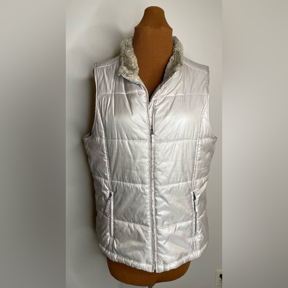 Liz & Co Liz Claiborne Khaki Vest Puffer Jacket Coat - Picture 1 of 7